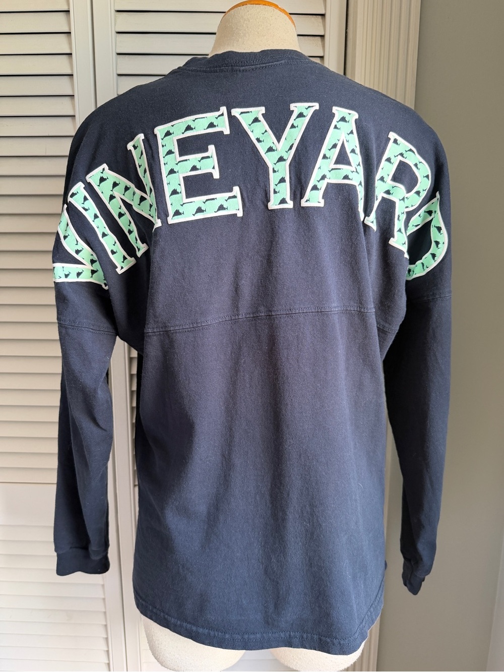 XS⚓️ Martha’s Vineyard Island Puffy Printed Rugby Relaxed Fit Navy Long Sleeve T
